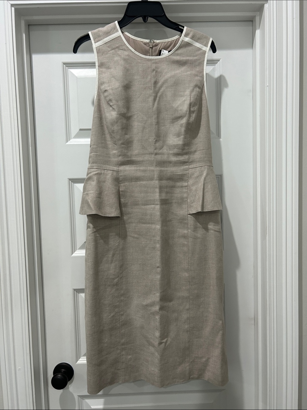 J. Crew Neutral Beige Sleeveless Peplum Sheath Dress